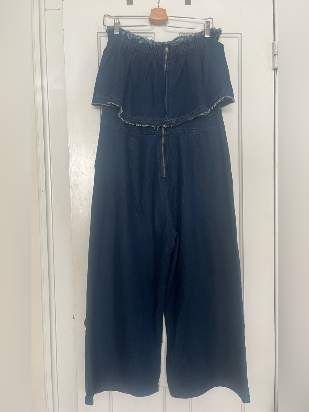 Anthropologie HEI Dark Blue Strapless Denim Jumpsuit - Picture 2 of 3